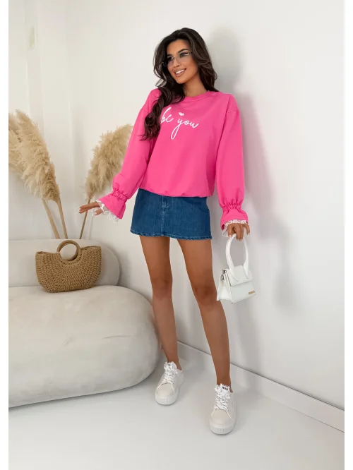 Bluza damska Be You z koronką i ozdobnym rękawem